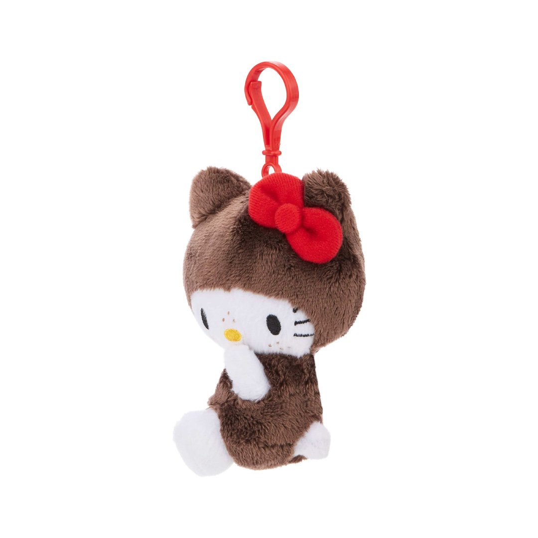 Monchhichi x Hello Kitty Big Head Hello Kitty Dressed as Monchhichi 4.7" Plush Keychain