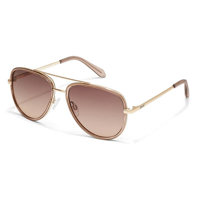 Quay Women's All In Mini Small Retro Aviator Sunglasses (Doe Frame/Brown Fawn Lens) - Angle