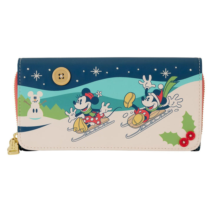 Loungefly Disney Mickey &amp; Minnie Holiday Wristlet Wallet