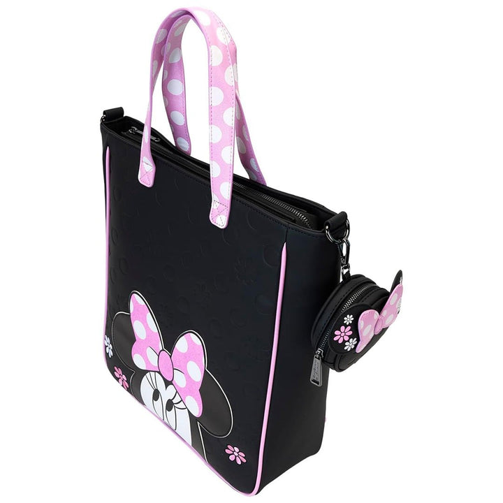 Loungefly Disney Minnie Mouse Floral Rock the Dots Tote Bag with Coin Bag