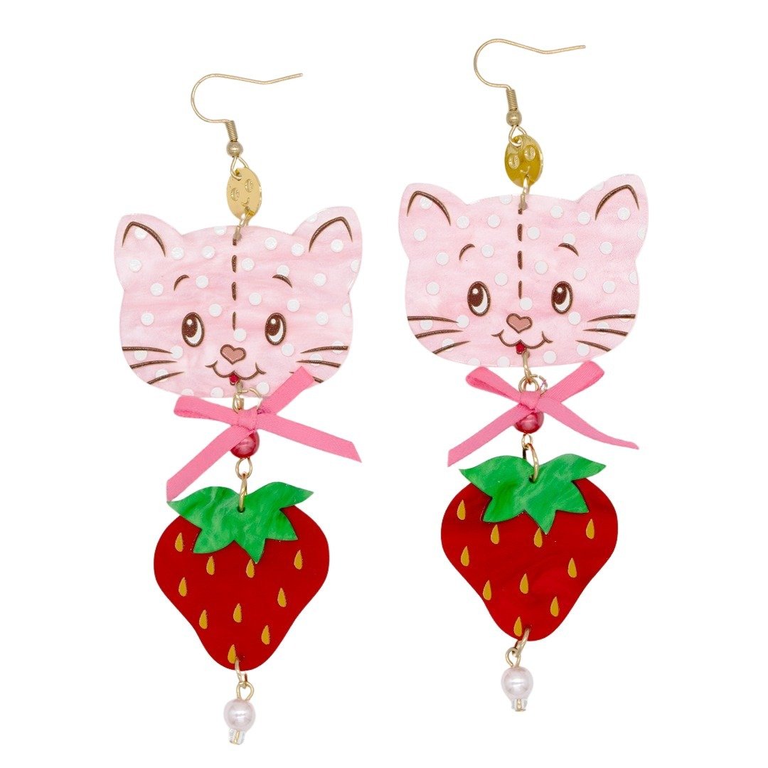 Whatever Makes You Happy Strawberry Shortcake Custard Berry Acrylic Earrings