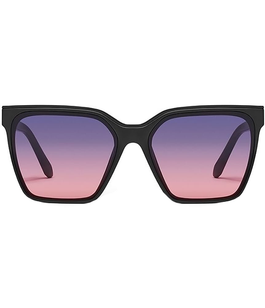 Quay - Womens Sunglasses, Square Lenses with UV Protection (Level Up, Matte Black)