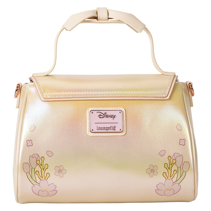 Loungefly Disney Stitch &amp; Angel Cherry Blossom Bow Handle Crossbody Bag