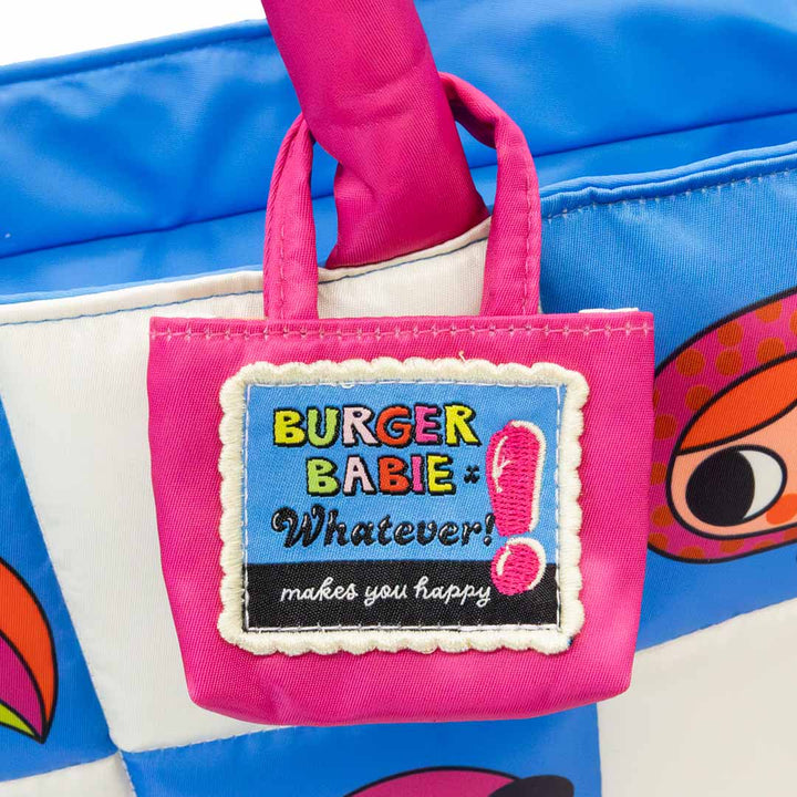 Whatever Makes You Happy Burger Babie Padded Check Tote Bag
