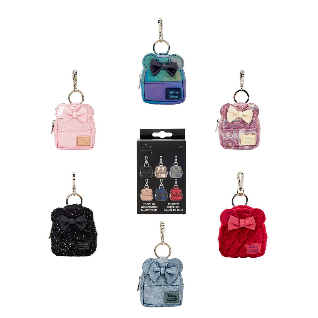 Loungefly Disney Minnie Mouse Glitter Mystery Mini Backpack Keychain Charm