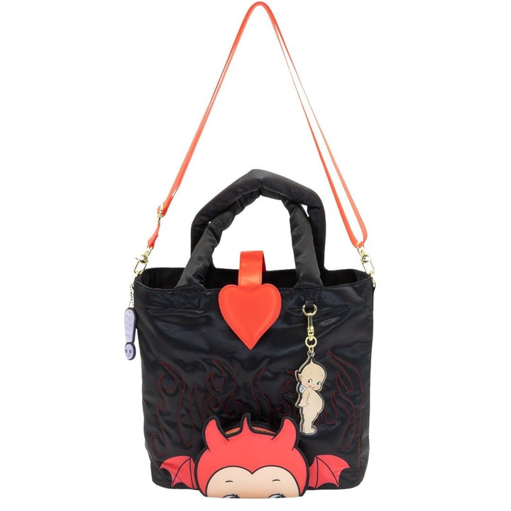 Whatever Makes You Happy Kewpie Devil Puffy Tote Bag with Angel Acrylic Charm