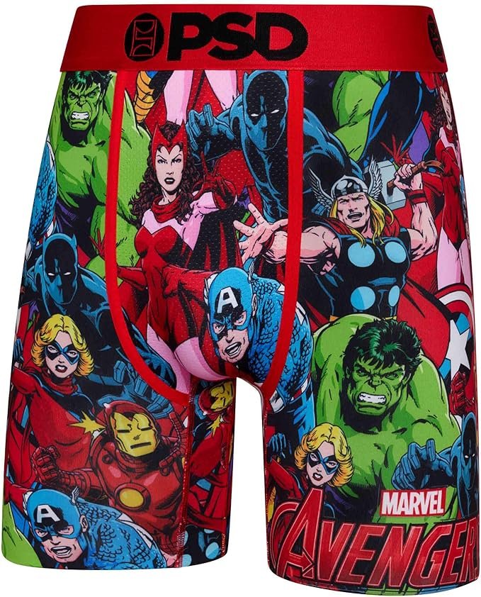 PSD Underwear Men's Marvel Print Boxer Briefs 3-Pack - Multi Hero Front