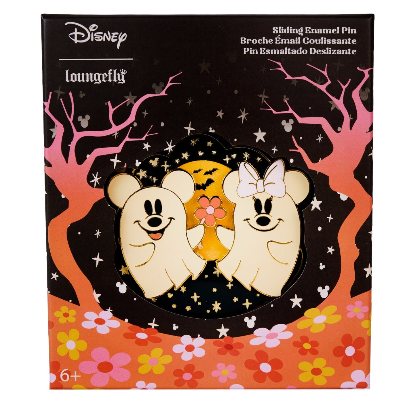 Loungefly Disney Mickey and Friends Halloween Glow in the Dark Sliding 3" Collector Box Pin - front