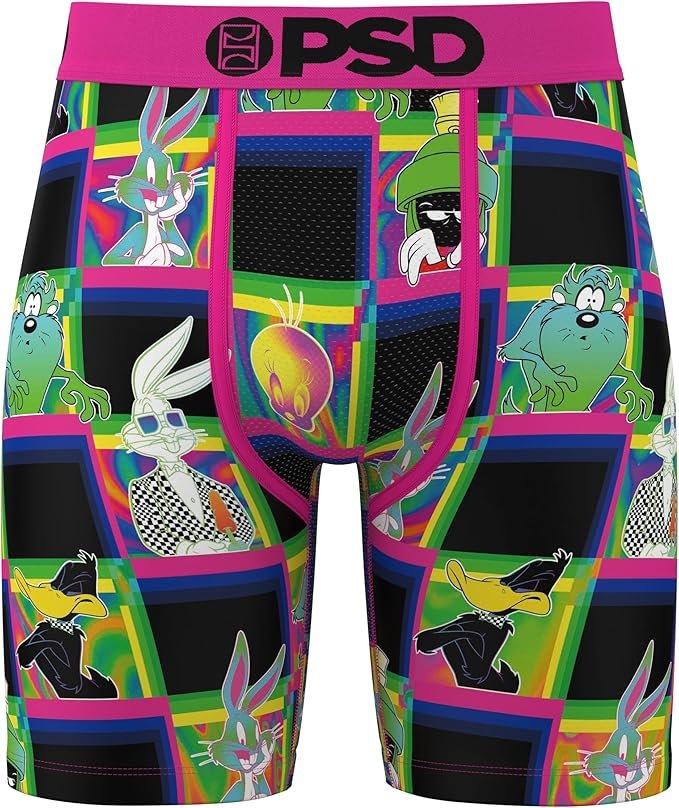 PSD Underwear Men's Looney Tunes Drip Boxer Briefs 3-Pack - Looney Squares