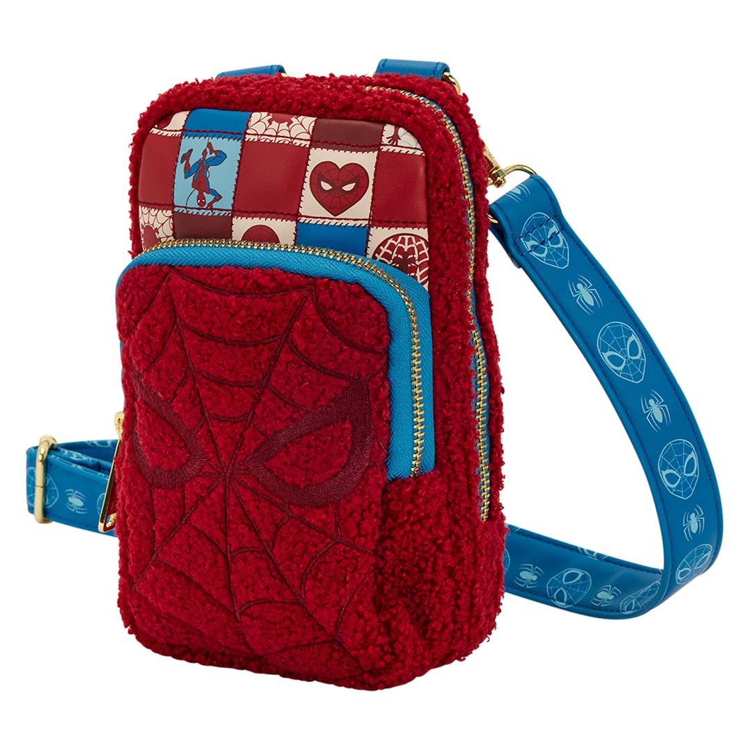 Loungefly Marvel Spider-Man Sherpa Cell Phone Crossbody Bag with Coin Bag