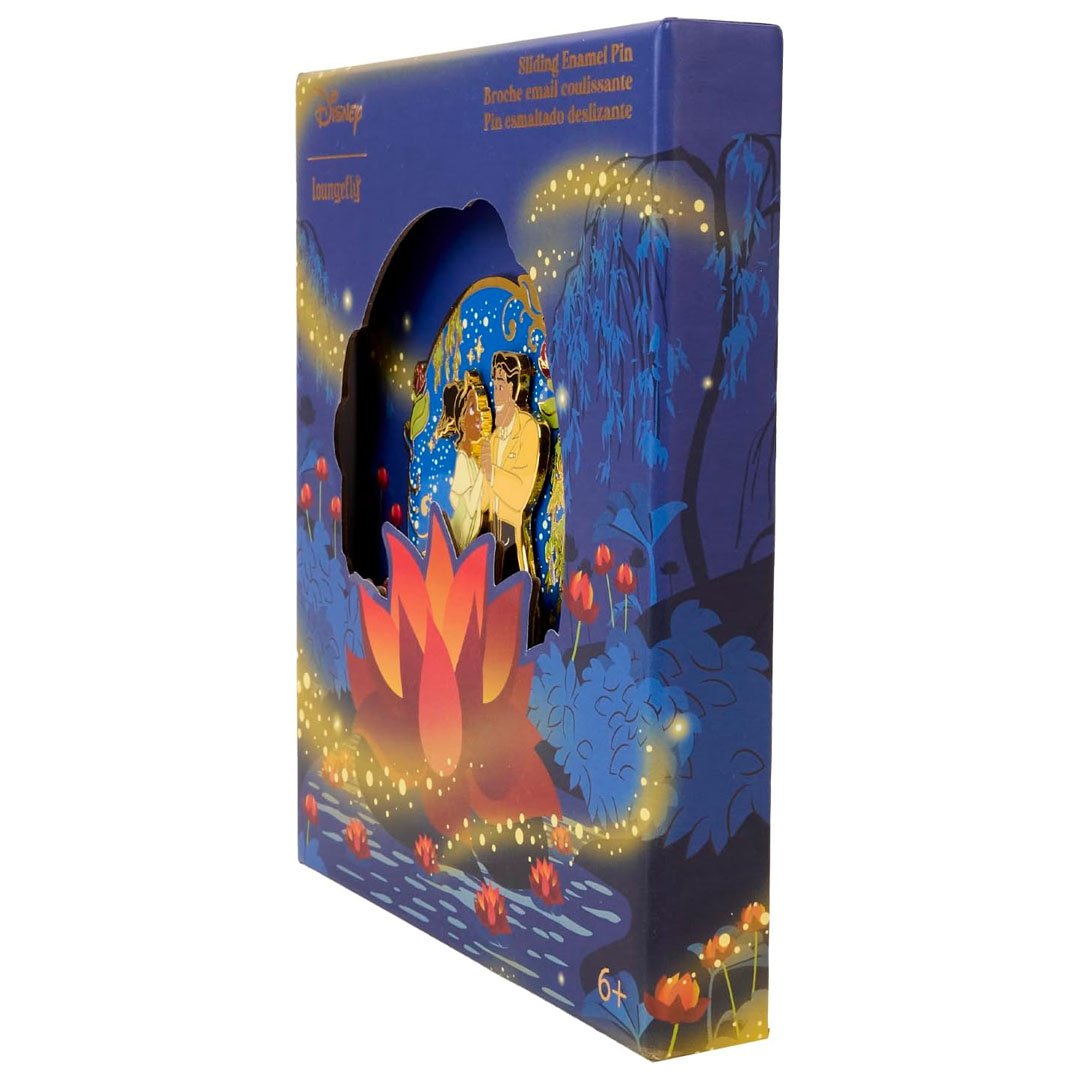 Loungefly Disney The Princess And The Frog 15th Anniversary Tiana &amp; Naveen Glow 3" Collector Box Sliding Pin