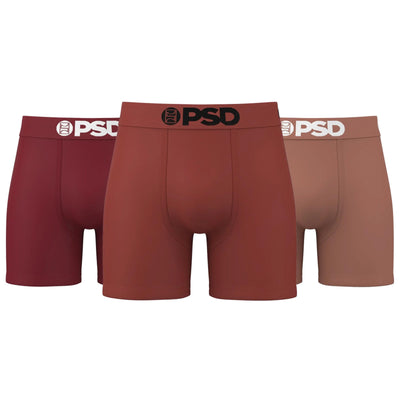 PSD Underwear Men's Natural Cotton 5 Inch Boxer Briefs 3-Pack