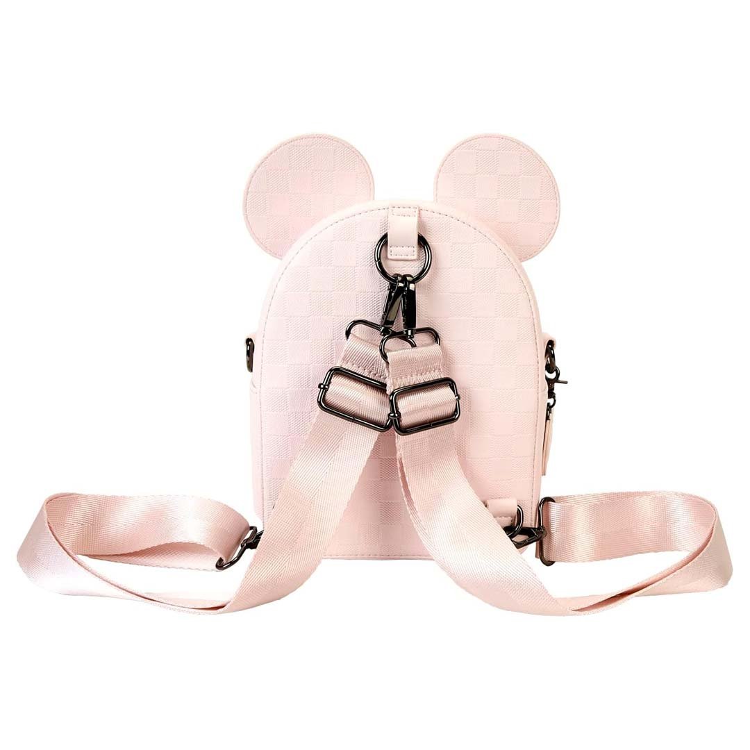 Loungefly Disney Minnie Mouse Checkered Texture Convertible Mini Backpack &amp; Crossbody Bag