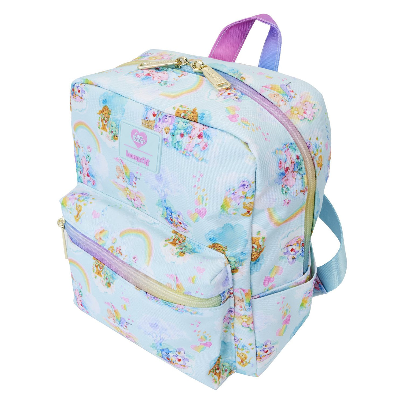 Loungefly Care Bears Cousins Allover Print Nylon Small Square Mini Backpack - Top View
