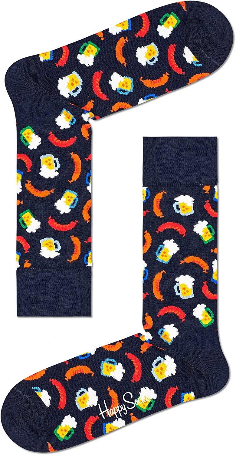 Happy Socks Colorful and Fun Beer Socks Gift Set Gift Set for Men and Women Premium Cotton Socks 2 Pair Giftbox size