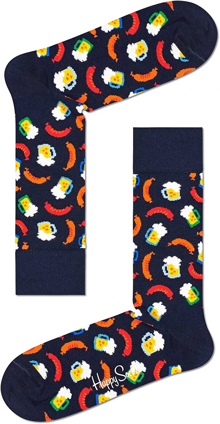 Happy Socks Colorful and Fun Beer Socks Gift Set Gift Set for Men and Women Premium Cotton Socks 2 Pair Giftbox size