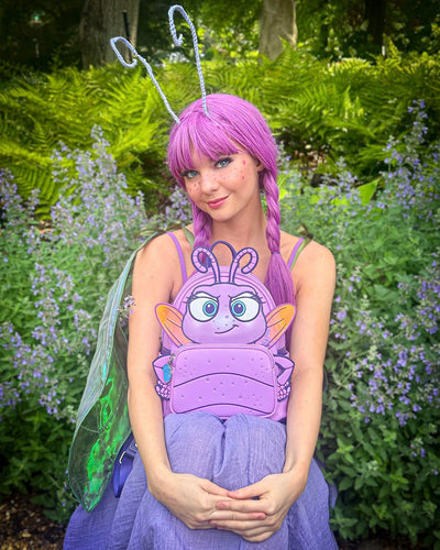 671803479173 - Loungefly Pixar A Bug's Life Princess Dot Cosplay Mini Backpack - 707 Street Exclusive - Lifestyle Model