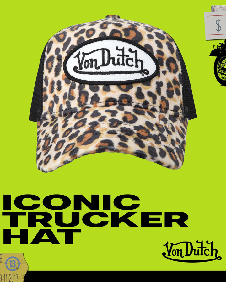 Von Dutch Unisex Trucker Hat - Plush Curved Bill Mesh Back Retro Classic Adjustable Snapback Baseball Cap for Men and Women