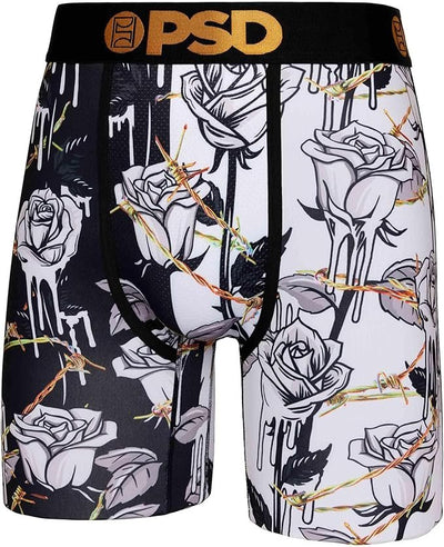 PSD Men's Retro 3-Pack Boxer Briefs - black and white roses