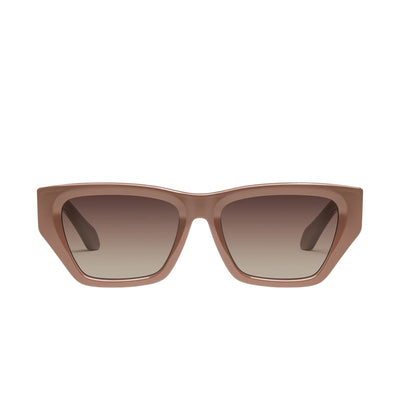 Quay Women's No Apologies Angled Square Sunglasses (Doe Frame/Brown Lens) - front