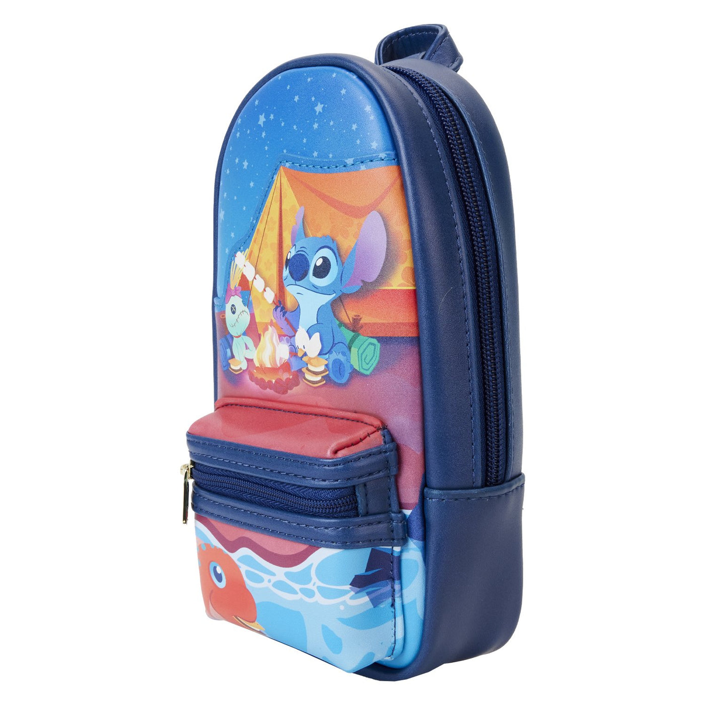 WDPCC0011 - Loungefly Disney Lilo & Stitch Camping Cuties Mini Backpack Pencil Case - Side View