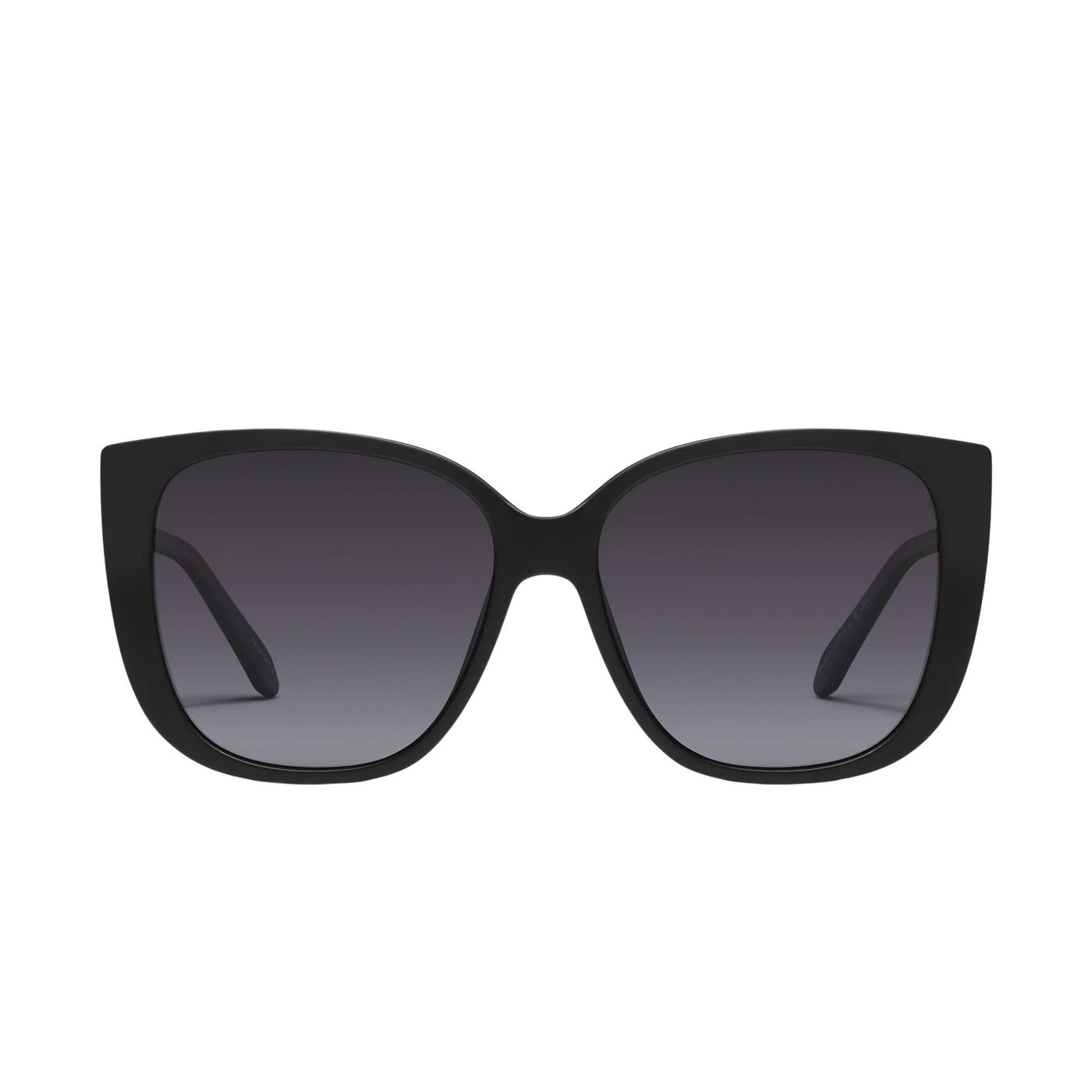 Quay Women's Ever After Oversized Cat Eye Sunglasses - Matte Black Frame/Smoke Fade Lens - Front