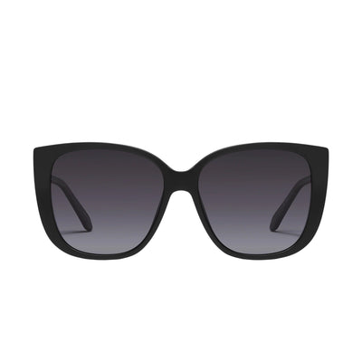 Quay Women's Ever After Oversized Cat Eye Sunglasses - Matte Black Frame/Smoke Fade Lens - Front