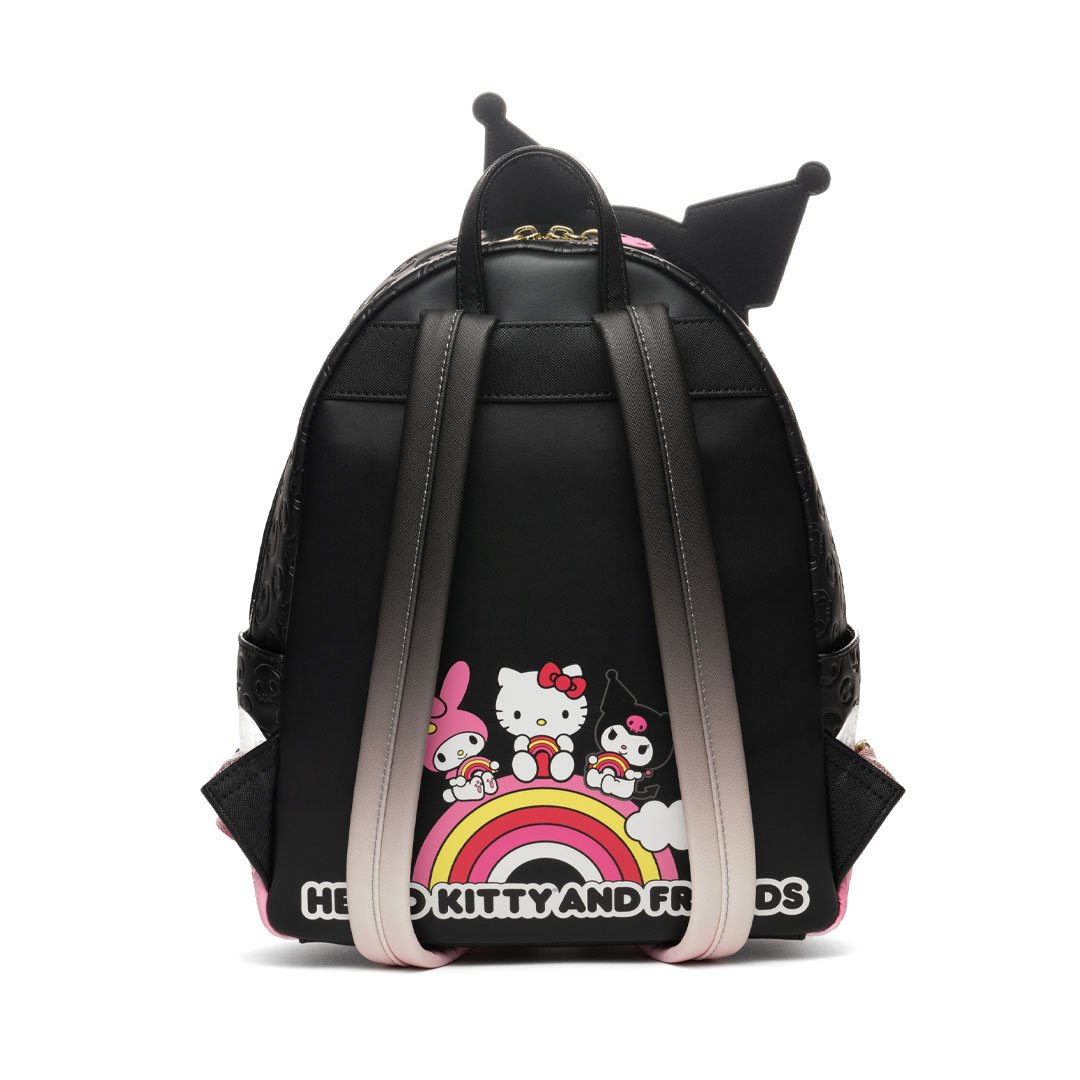 Loungefly Sanrio Kuromi, My Melody, and Hello Kitty Glow In The Dark Triple Pocket Mini Backpack