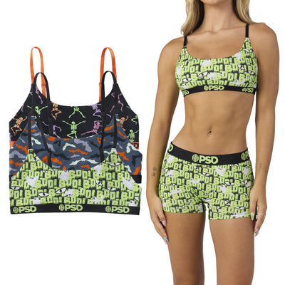 PSD Underwear Women's Halloween Modal Sports Bralette 3-Pack