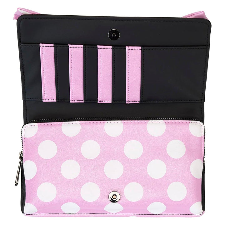 Loungefly Disney Minnie Mouse Floral Rock the Dots Clutch Crossbody