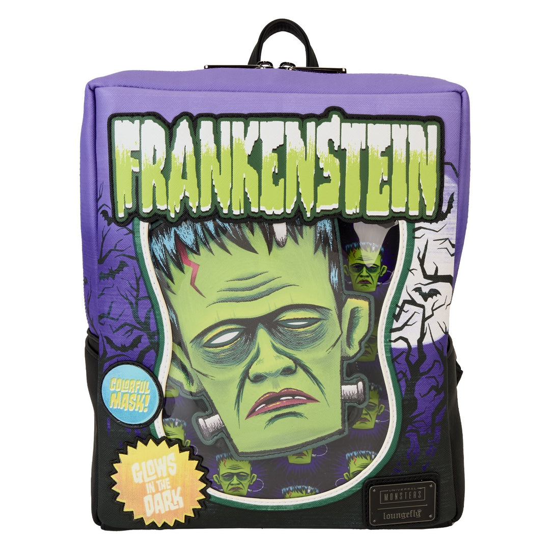 671803523418 - Loungefly Universal Monsters Frankenstein Neon Mask Mini Backpack - Front  