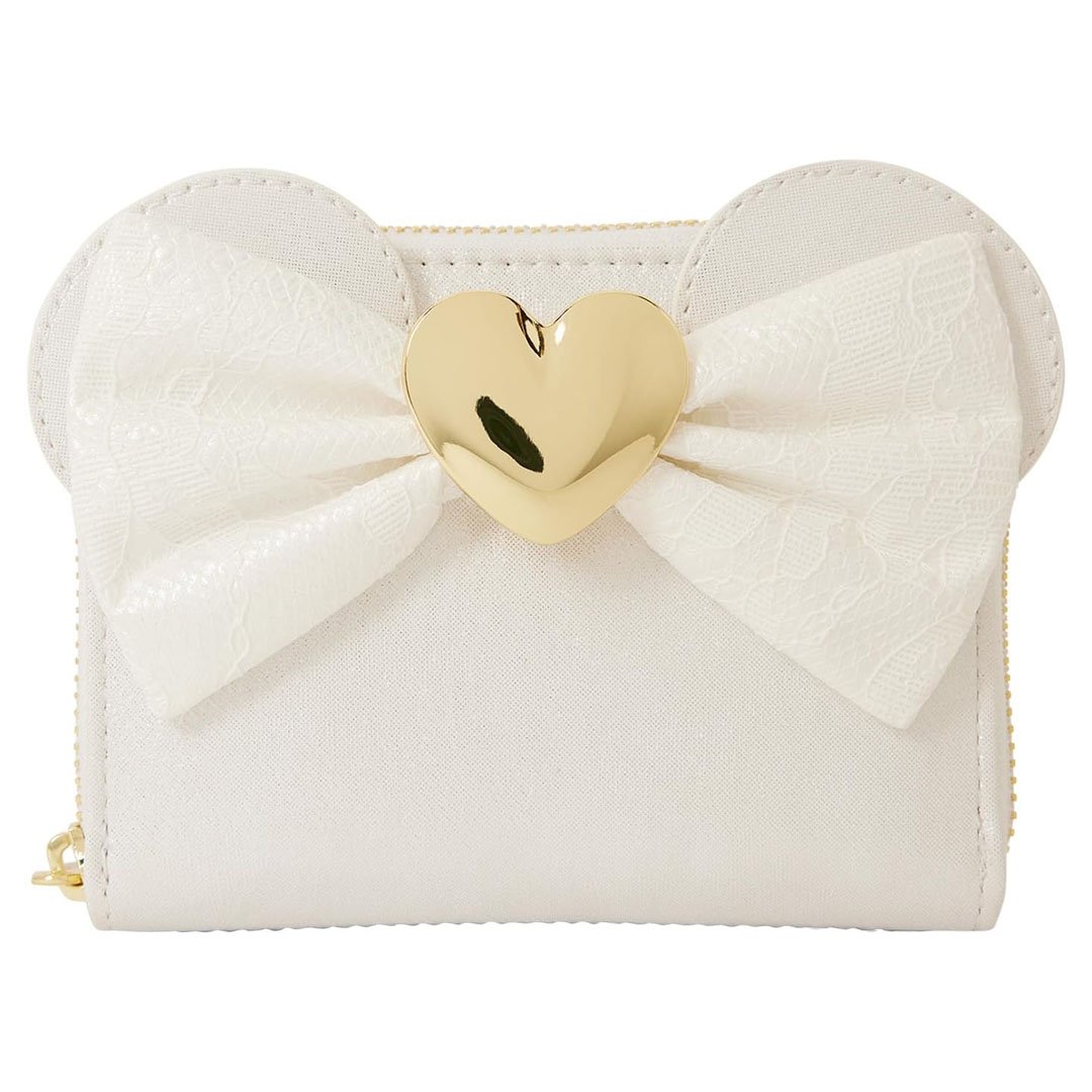 Loungefly Disney Minnie Mouse Iridescent Lace Wedding Zip Around Wallet
