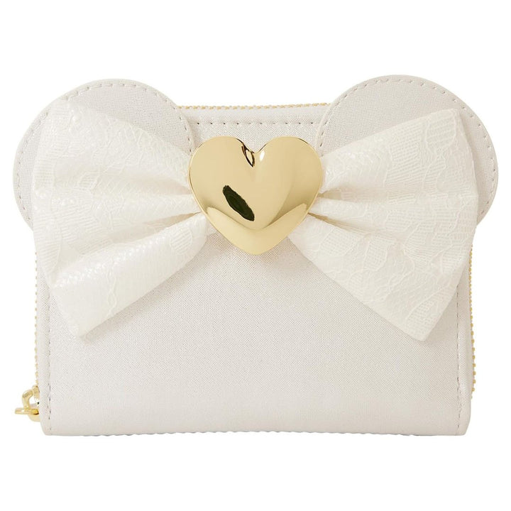 Loungefly Disney Minnie Mouse Iridescent Lace Wedding Zip Around Wallet