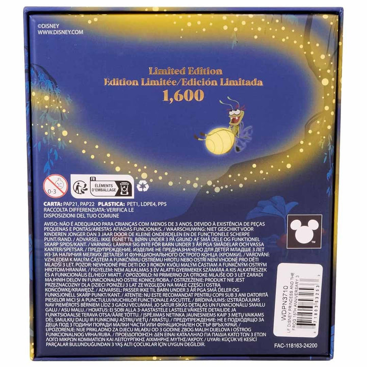 Loungefly Disney The Princess And The Frog 15th Anniversary Tiana &amp; Naveen Glow 3" Collector Box Sliding Pin