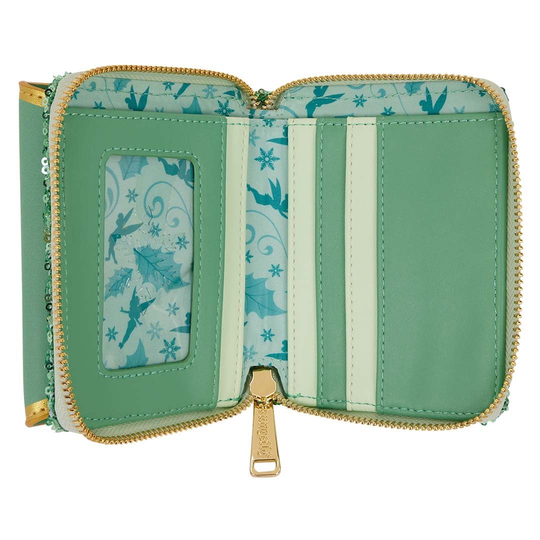 Loungefly Disney Peter Pan Tinker Bell Holiday Sequin Tri-Fold Wallet