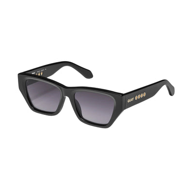 Quay Women's No Apologies Angled Square Sunglasses (Black Frame/Smoke Lens) - 3/4 left angle