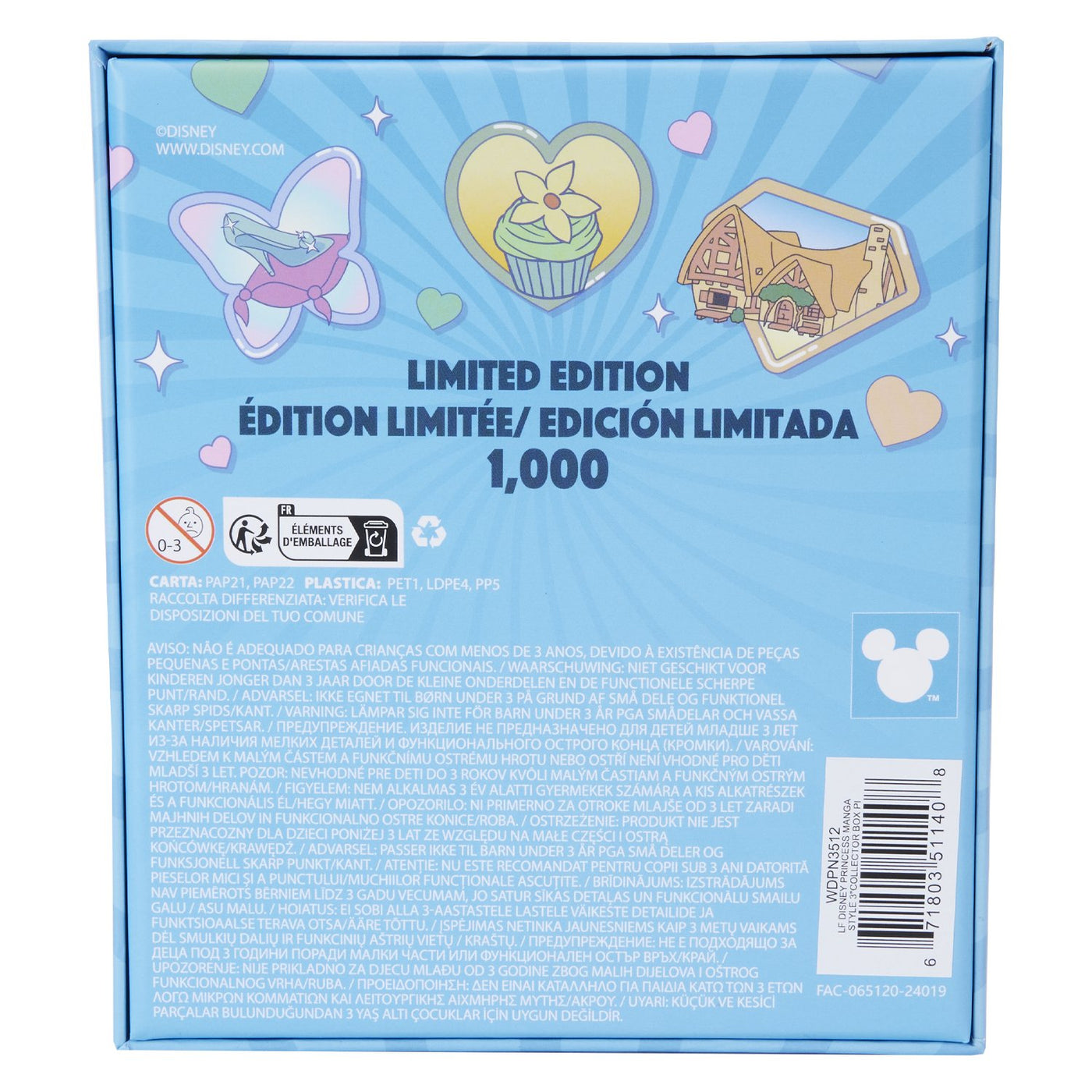 Loungefly Disney Princess Manga Style 3" Collector Box Pin - Back Packaging