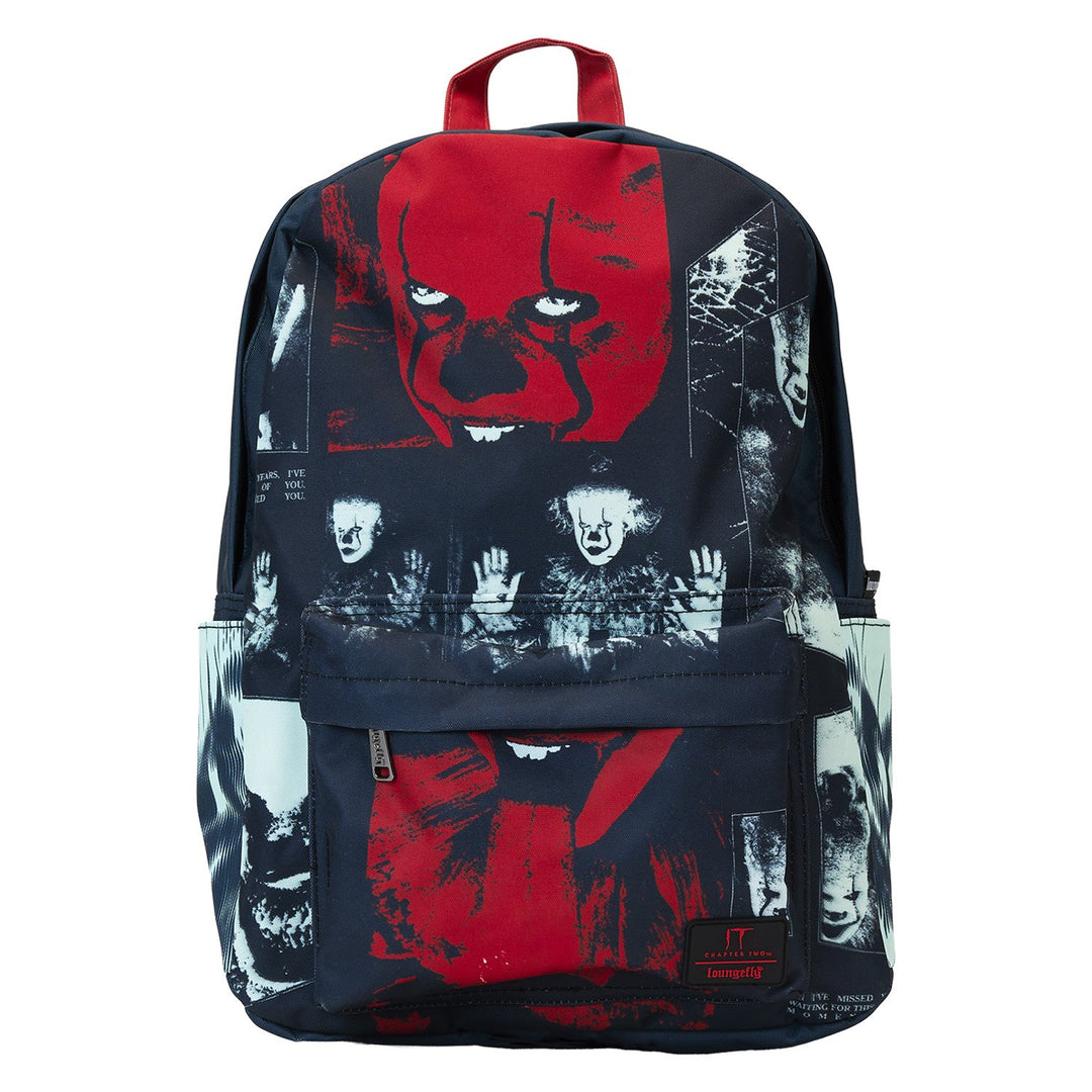 671803534506 - Loungefly Warner Brothers I Heart Horror IT Pennywise Glow Nylon Full-Size Backpack - front  