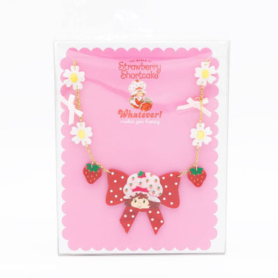 Whatever Makes You Happy Strawberry Shortcake Berry Bow Acrylic Necklace