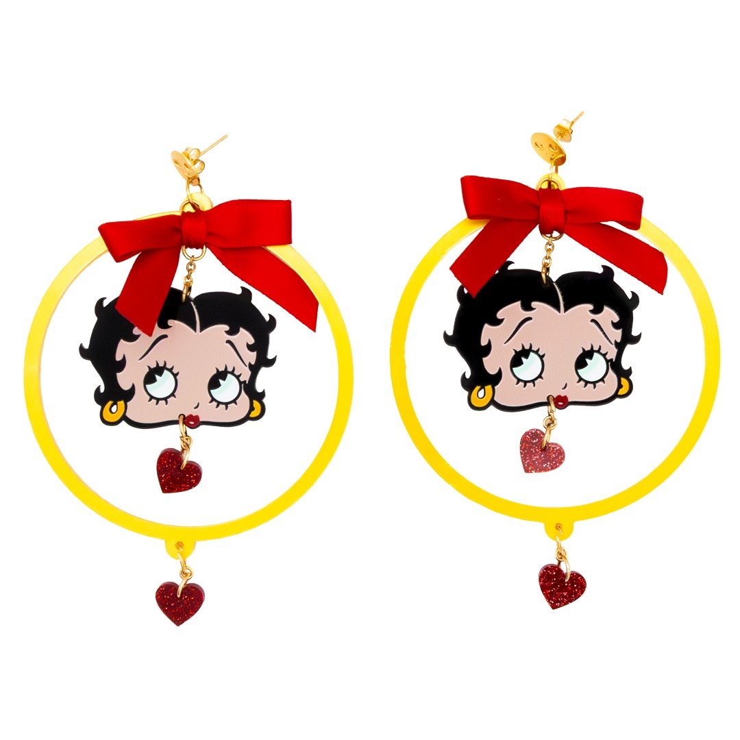 Whatever Makes You Happy Betty Boop Hoops &amp; Hearts Earrings