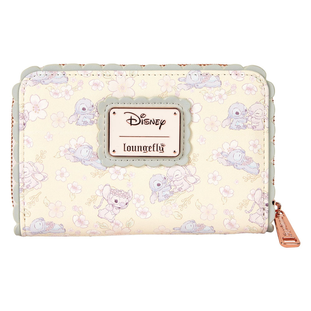 Loungefly Disney Stitch & Angel Cherry Blossom All-Over Print Zip Around Wallet
