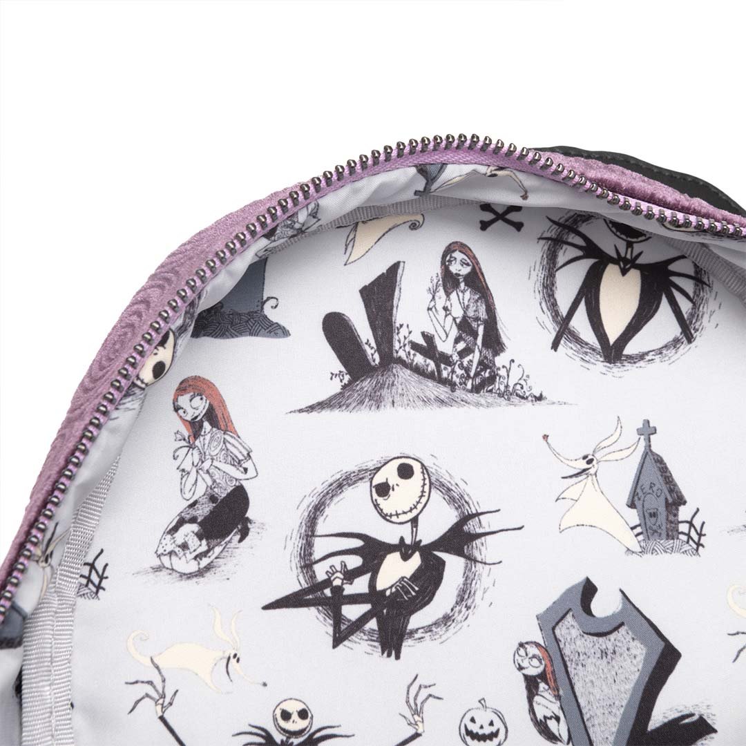 jack skellington and zero mini backpack Disney Nightmare Before Christmas The Dog PU Leather Cute Purse Tote Bag Small Mini Travel backpack 12" Velvet Measurements Loungefly Disney Nightmare Before Christmas