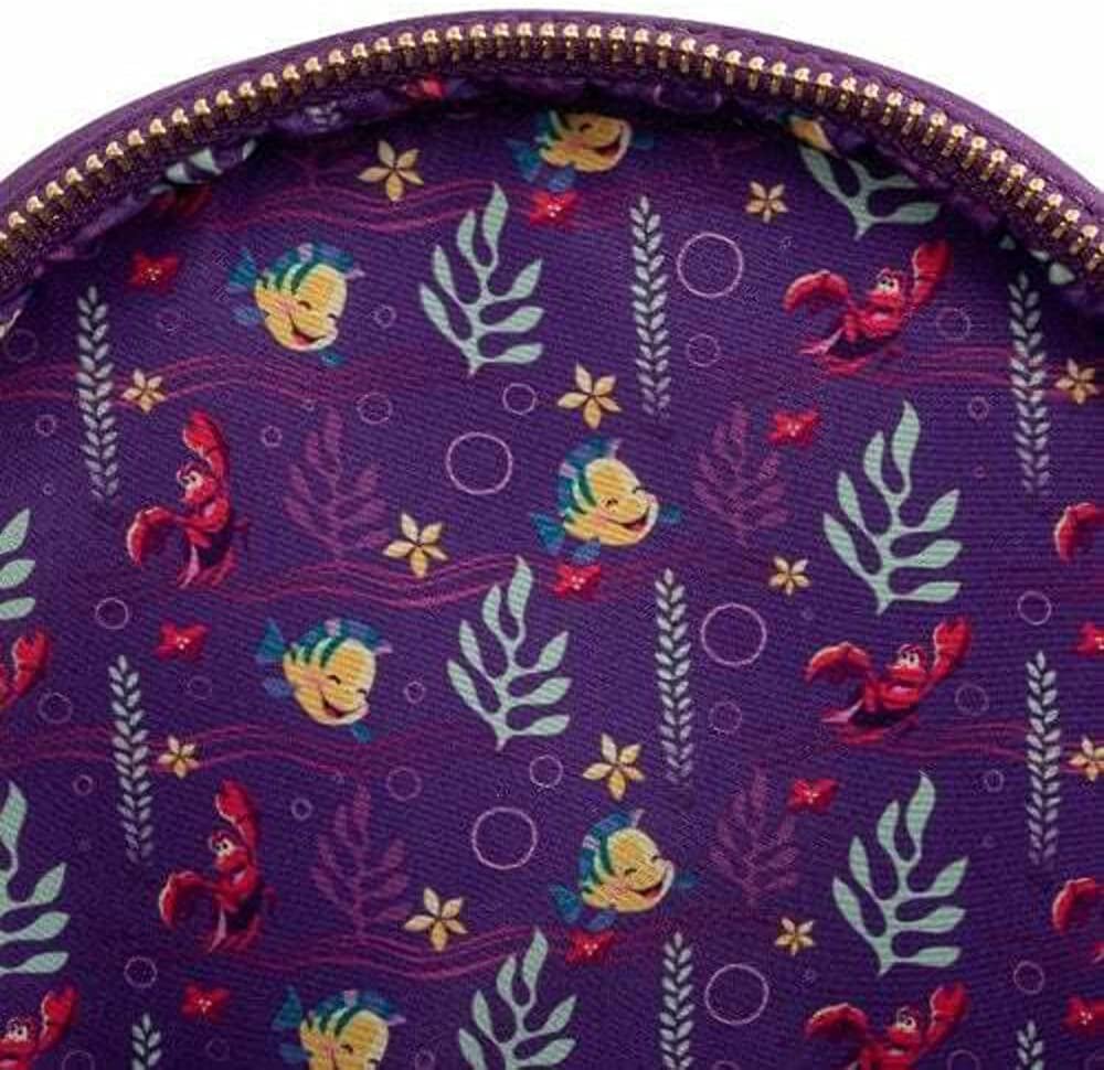 New Disney Purple Mermaid-Print Mini Backpack with Prince, Castle & Friends! Loungefly Disney Little Mermaid Ariel Castle Series Mini  main image 2