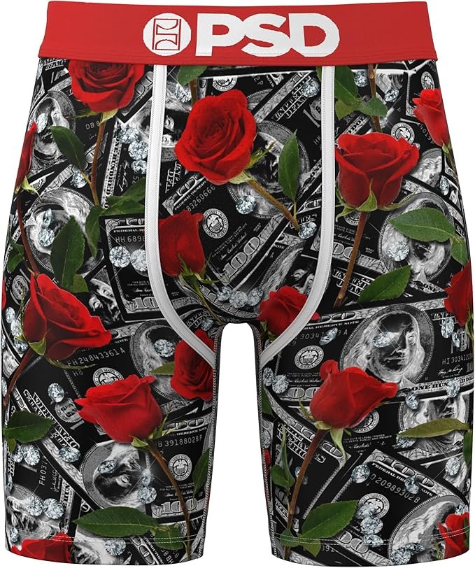 PSD Underwear Men's Rich Blooms Boxer Briefs 3-Pack - money roses