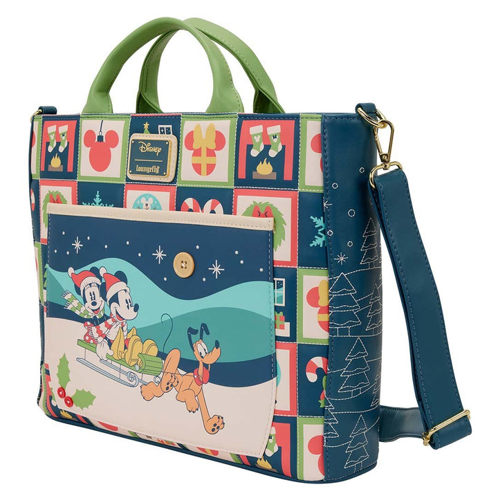 Loungefly Disney Mickey &amp; Friends Holiday Convertible Backpack &amp; Tote Crossbody Bag
