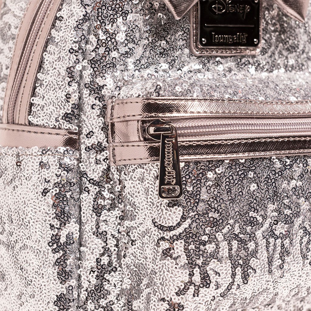 disney minnie mouse sequin celebration mini backpack Loungefly Mini Backpack- Minnie Mouse Silver Sequin