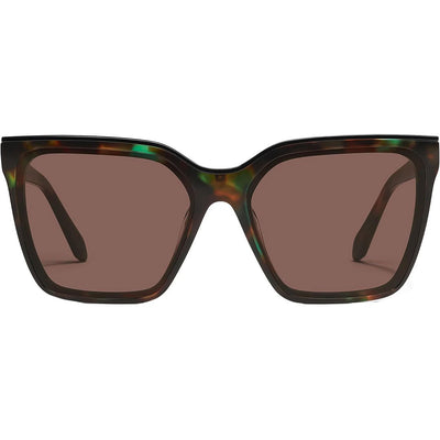 Quay Australia Women's Level Up Square Sunglasses (Dappled Green Tortoise Frame/Brown Lens) - Front