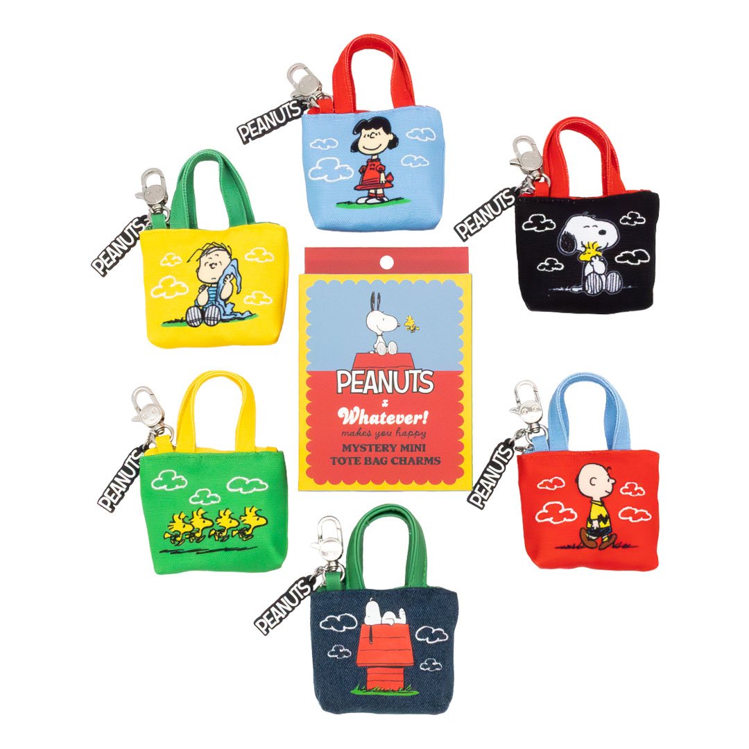 Whatever Makes You Happy Peanuts 75th Anniversary Mystery Box “In Clouds” Mini Tote Bag Charms