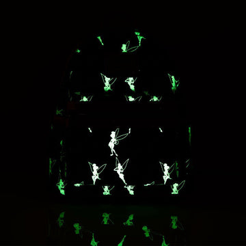 Loungefly Disney Tinkerbell Glow in the Dark Allover Print Mini Backpack w/ Pink Straps - 707 Street Exclusive