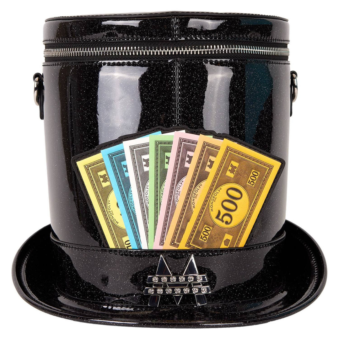 Loungefly Hasbro Monopoly 90th Anniversary Top Hat Glitter Figural Crossbody Bag